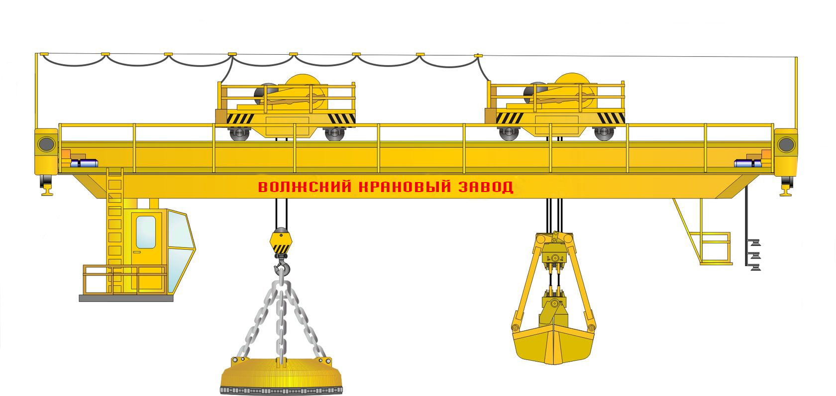 Кран козловой магнитно-грейферный